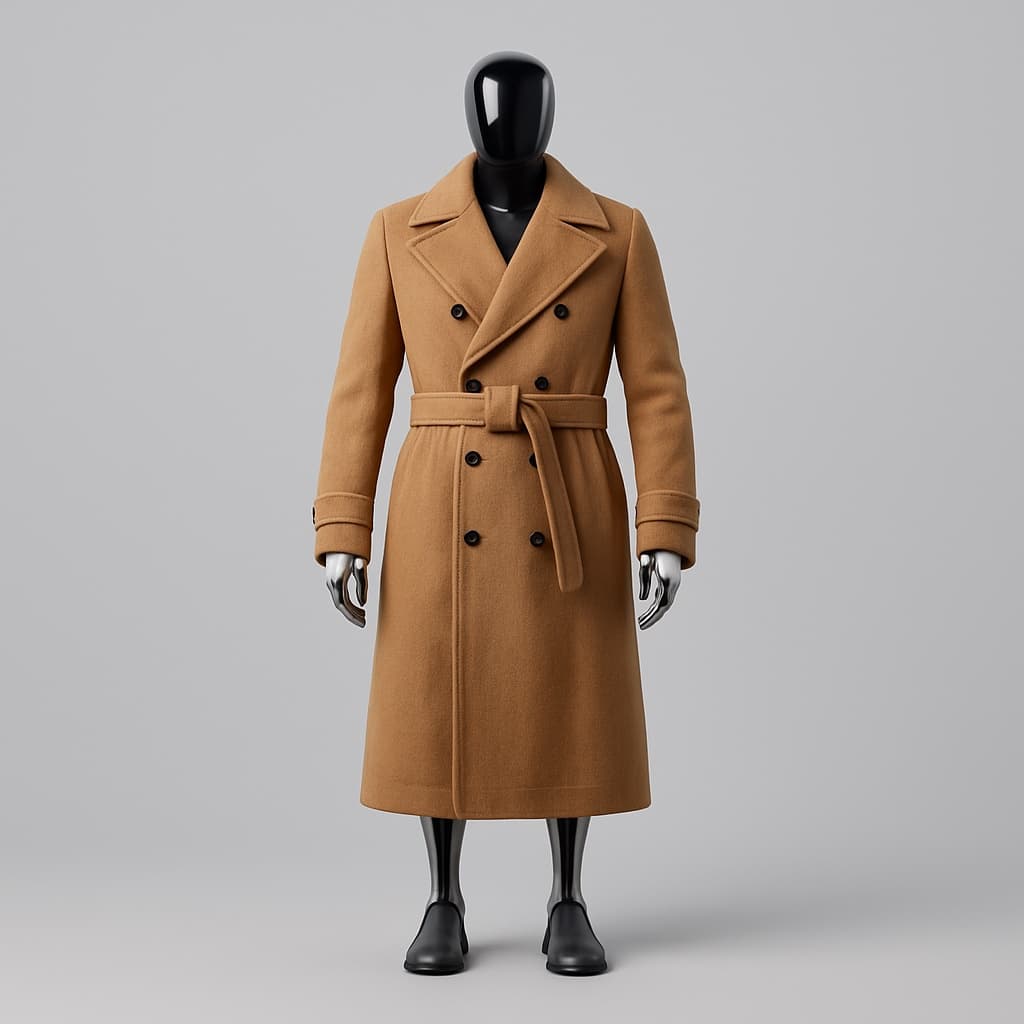 Longline Overcoat in Camel