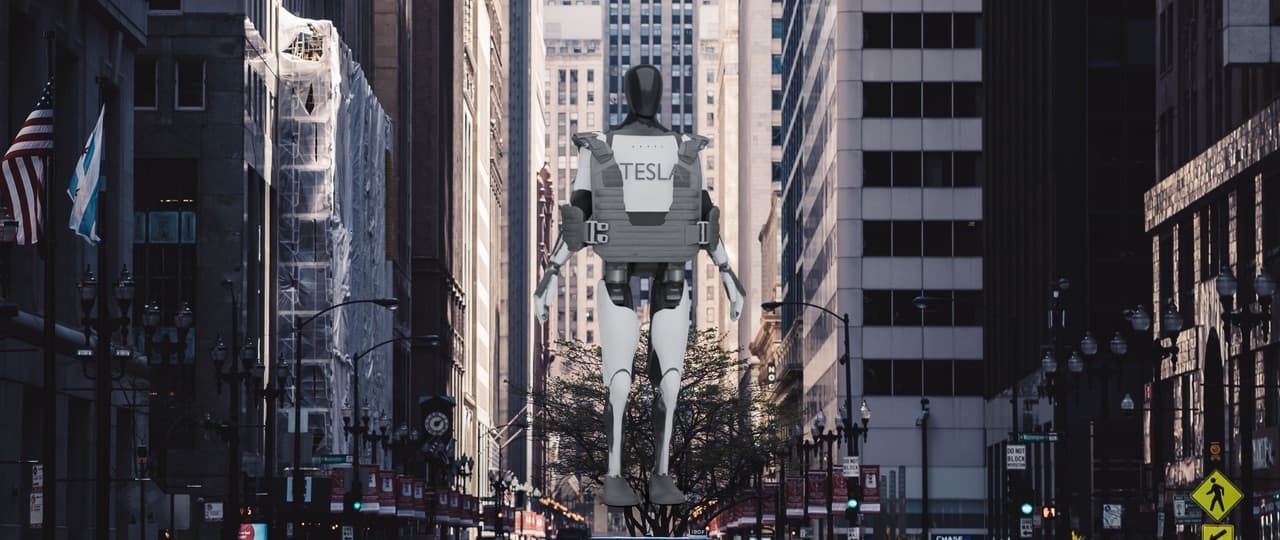 Tesla Optimus Gen 3 in the city scene