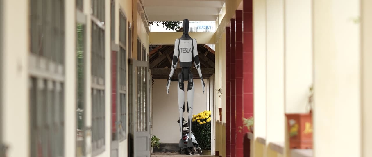 Tesla Optimus Gen 3 in the school scene